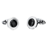 1 Pair Fashion Men's French Cuff Links Black Agate Round Copper Cufflinks - Aladdin Shoppers