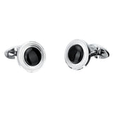 1 Pair Fashion Men's French Cuff Links Black Agate Round Copper Cufflinks - Aladdin Shoppers