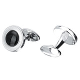 1 Pair Fashion Men's French Cuff Links Black Agate Round Copper Cufflinks - Aladdin Shoppers