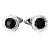 1 Pair Fashion Men's French Cuff Links Black Agate Round Copper Cufflinks - Aladdin Shoppers