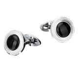 1 Pair Fashion Men's French Cuff Links Black Agate Round Copper Cufflinks - Aladdin Shoppers