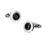 1 Pair Fashion Men's French Cuff Links Black Agate Round Copper Cufflinks - Aladdin Shoppers