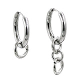 1 Pair Stainless Steel Fashion Hip Hop Silver Tone Loop Dangle Hoop Earrings Piercing Jewelry - Aladdin Shoppers