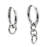 Maxbell 1 Pair Stainless Steel Fashion Hip Hop Silver Tone Loop Dangle Hoop Earrings Piercing Jewelry