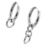 1 Pair Stainless Steel Fashion Hip Hop Silver Tone Loop Dangle Hoop Earrings Piercing Jewelry - Aladdin Shoppers
