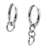 1 Pair Stainless Steel Fashion Hip Hop Silver Tone Loop Dangle Hoop Earrings Piercing Jewelry - Aladdin Shoppers