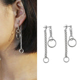 1 Pair Stainless Steel Tassel Chain Hollow Loop Dangle Drop Studs Earrings For Women - Aladdin Shoppers