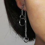 1 Pair Stainless Steel Tassel Chain Hollow Loop Dangle Drop Studs Earrings For Women - Aladdin Shoppers