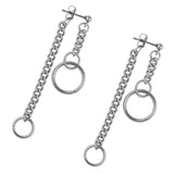 1 Pair Stainless Steel Tassel Chain Hollow Loop Dangle Drop Studs Earrings For Women - Aladdin Shoppers