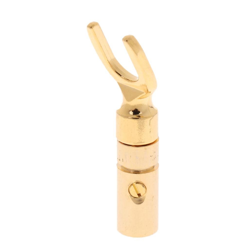 1 Piece Gold Banana Y U-type Screw Spade Speaker Plug Audio Screw Connector Adapter - Aladdin Shoppers
