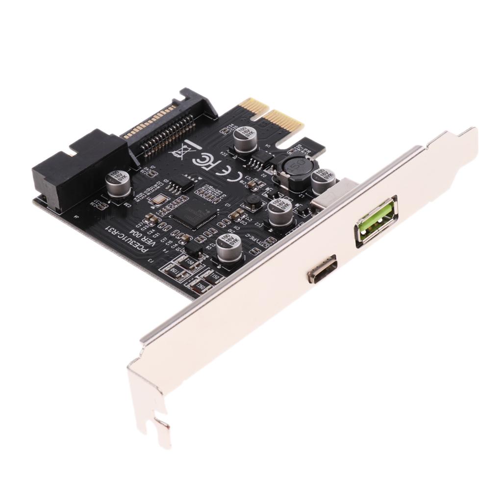1-Port USB3.1 Type-C Interface PCI-E Extension Card With 1-Port Fast Charge Black - Aladdin Shoppers