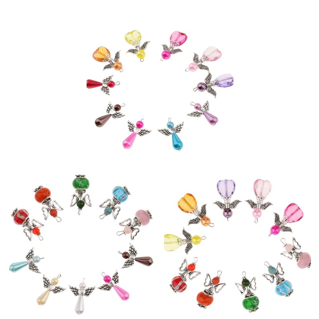 10 Pieces Assorted Antique Silver Wing Dancing & Butterfly Wings Angel Charms Beads Dangle Pendants For DIY Bracelet Necklace Craft Findings - Aladdin Shoppers