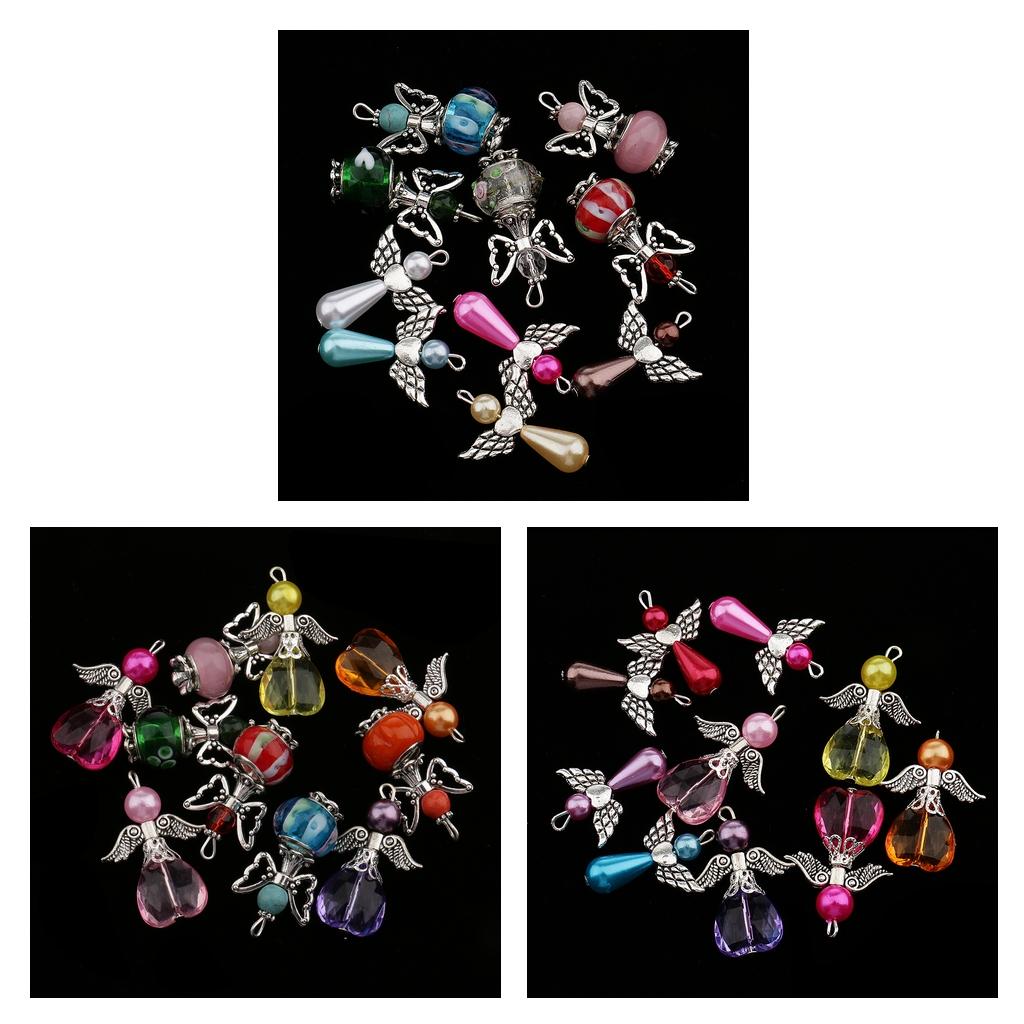 10 Pieces Assorted Antique Silver Wing Dancing & Butterfly Wings Angel Charms Beads Dangle Pendants For DIY Bracelet Necklace Craft Findings - Aladdin Shoppers