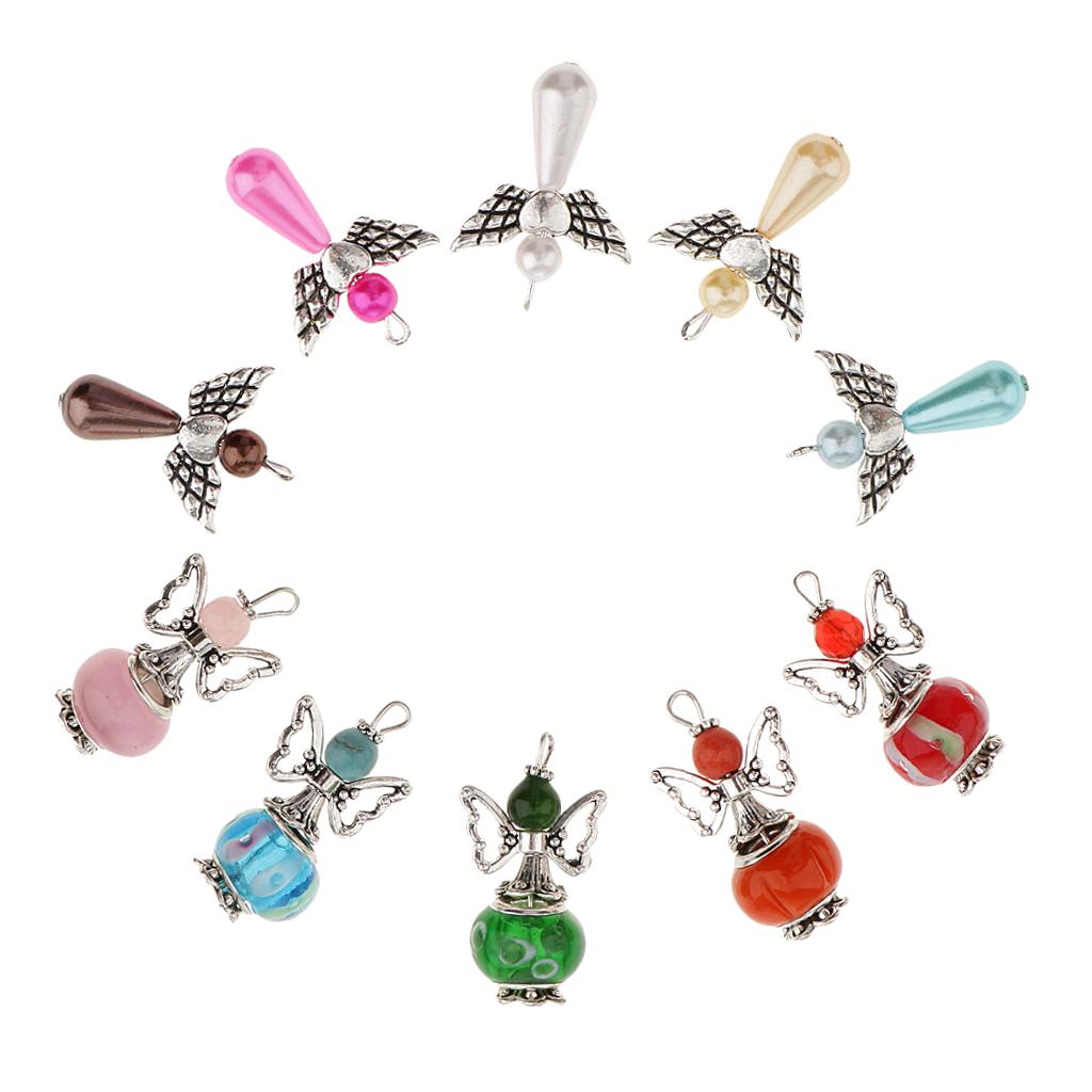 10 Pieces Assorted Antique Silver Wing Dancing & Butterfly Wings Angel Charms Beads Dangle Pendants For DIY Bracelet Necklace Craft Findings - Aladdin Shoppers