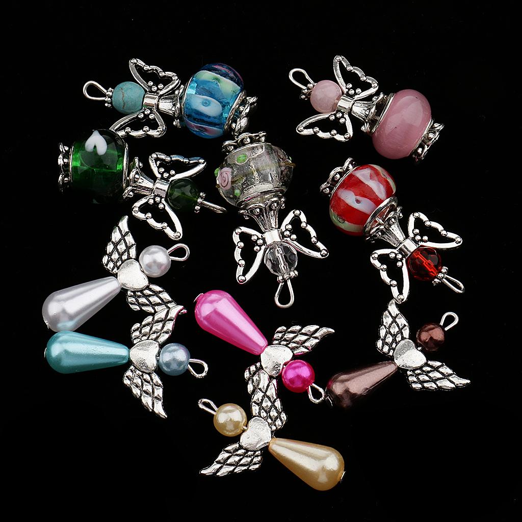 10 Pieces Assorted Antique Silver Wing Dancing & Butterfly Wings Angel Charms Beads Dangle Pendants For DIY Bracelet Necklace Craft Findings - Aladdin Shoppers