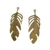 Maxbell 10 Pieces Mixed Antique Bronze Feather Charms Pendants DIY Jewelry Making 70 mm