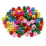 100-Piece Mixed Color 10mm Wooden Alphabet Letters Cube Beads Kids DIY Craft - Aladdin Shoppers