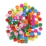 100-Piece Mixed Color 10mm Wooden Alphabet Letters Cube Beads Kids DIY Craft - Aladdin Shoppers