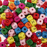 100-Piece Mixed Color 10mm Wooden Alphabet Letters Cube Beads Kids DIY Craft - Aladdin Shoppers