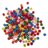 100-Piece Mixed Color 10mm Wooden Alphabet Letters Cube Beads Kids DIY Craft - Aladdin Shoppers