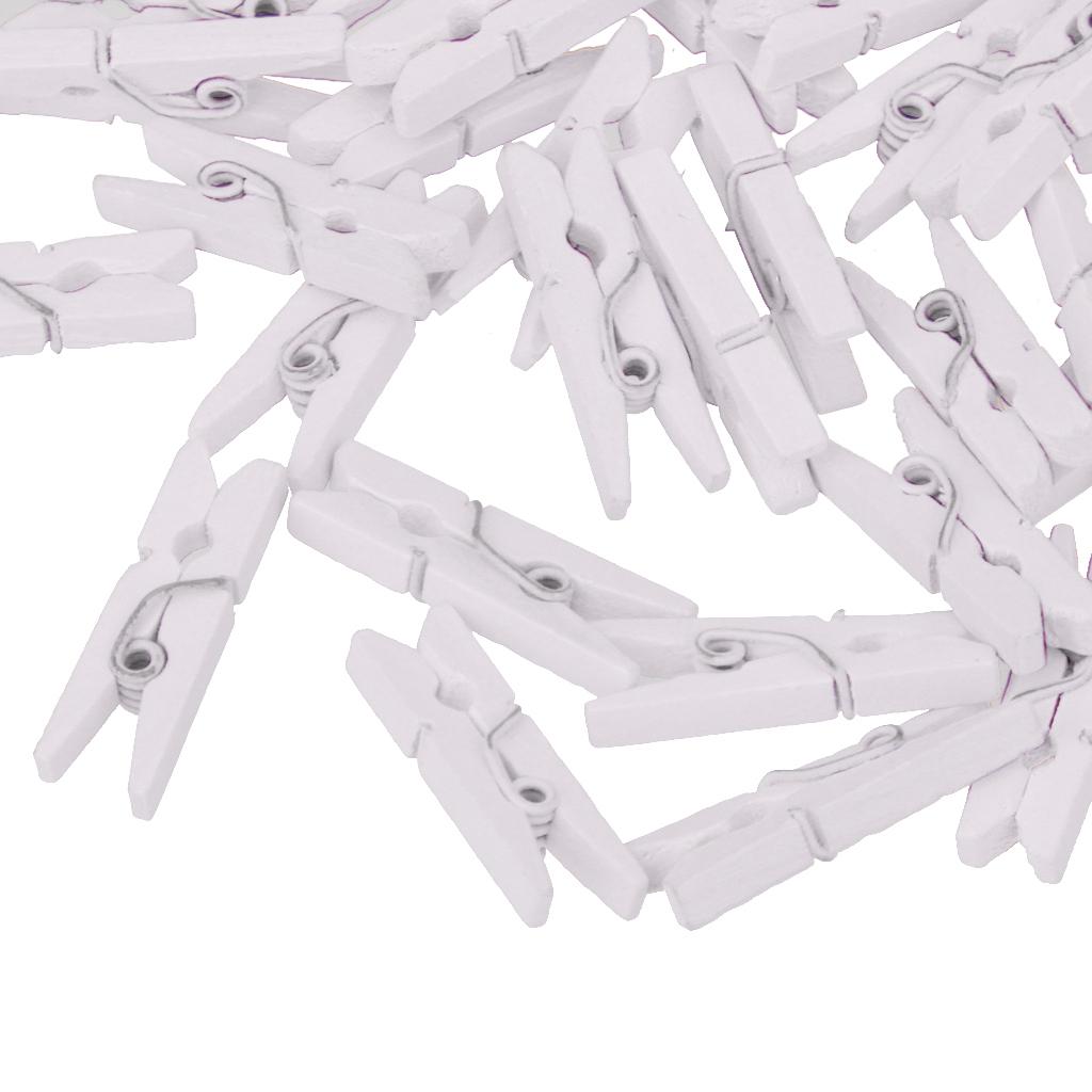 100 Pieces 25mm Plain White Mini Wooden Clips Wooden Clothespins Photo Paper Peg Pin Craft Clips for Wedding Home Decoration Photo Wall DIY - Aladdin Shoppers