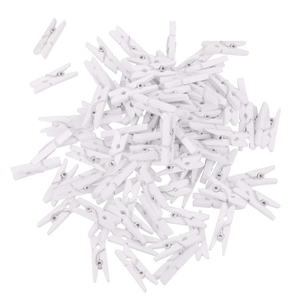 100 Pieces 25mm Plain White Mini Wooden Clips Wooden Clothespins Photo Paper Peg Pin Craft Clips for Wedding Home Decoration Photo Wall DIY - Aladdin Shoppers