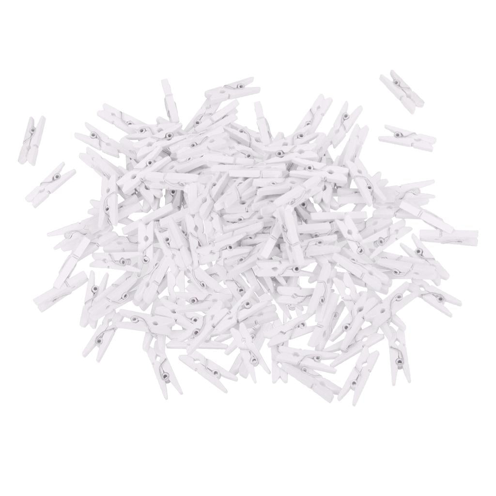 100 Pieces 25mm Plain White Mini Wooden Clips Wooden Clothespins Photo Paper Peg Pin Craft Clips for Wedding Home Decoration Photo Wall DIY - Aladdin Shoppers