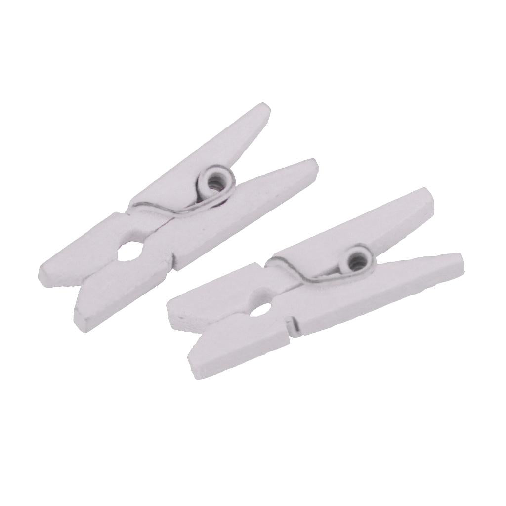 100 Pieces 25mm Plain White Mini Wooden Clips Wooden Clothespins Photo Paper Peg Pin Craft Clips for Wedding Home Decoration Photo Wall DIY - Aladdin Shoppers