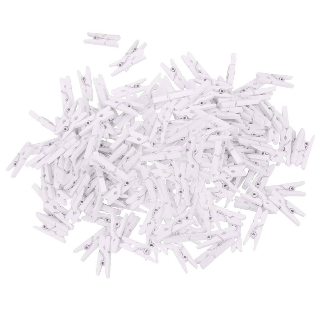 100 Pieces 25mm Plain White Mini Wooden Clips Wooden Clothespins Photo Paper Peg Pin Craft Clips for Wedding Home Decoration Photo Wall DIY - Aladdin Shoppers
