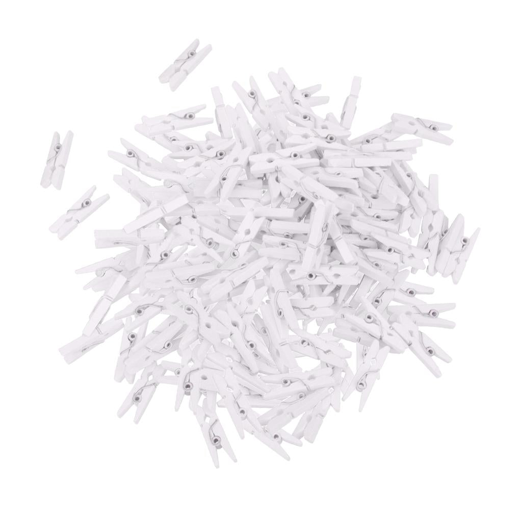 100 Pieces 25mm Plain White Mini Wooden Clips Wooden Clothespins Photo Paper Peg Pin Craft Clips for Wedding Home Decoration Photo Wall DIY - Aladdin Shoppers