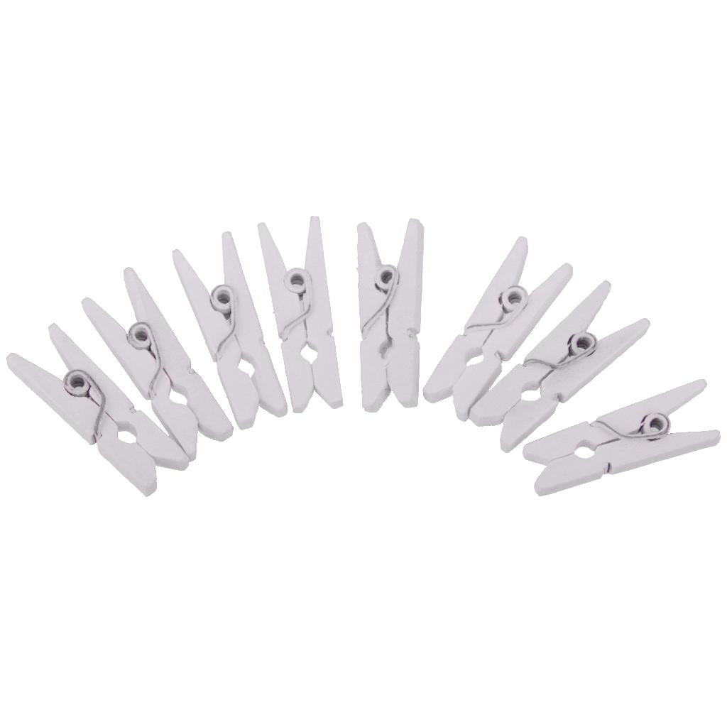 100 Pieces 25mm Plain White Mini Wooden Clips Wooden Clothespins Photo Paper Peg Pin Craft Clips for Wedding Home Decoration Photo Wall DIY - Aladdin Shoppers
