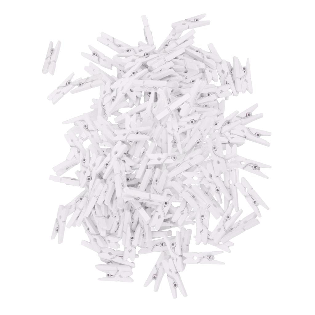 100 Pieces 25mm Plain White Mini Wooden Clips Wooden Clothespins Photo Paper Peg Pin Craft Clips for Wedding Home Decoration Photo Wall DIY - Aladdin Shoppers