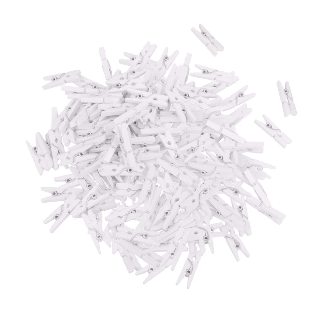 100 Pieces 25mm Plain White Mini Wooden Clips Wooden Clothespins Photo Paper Peg Pin Craft Clips for Wedding Home Decoration Photo Wall DIY - Aladdin Shoppers