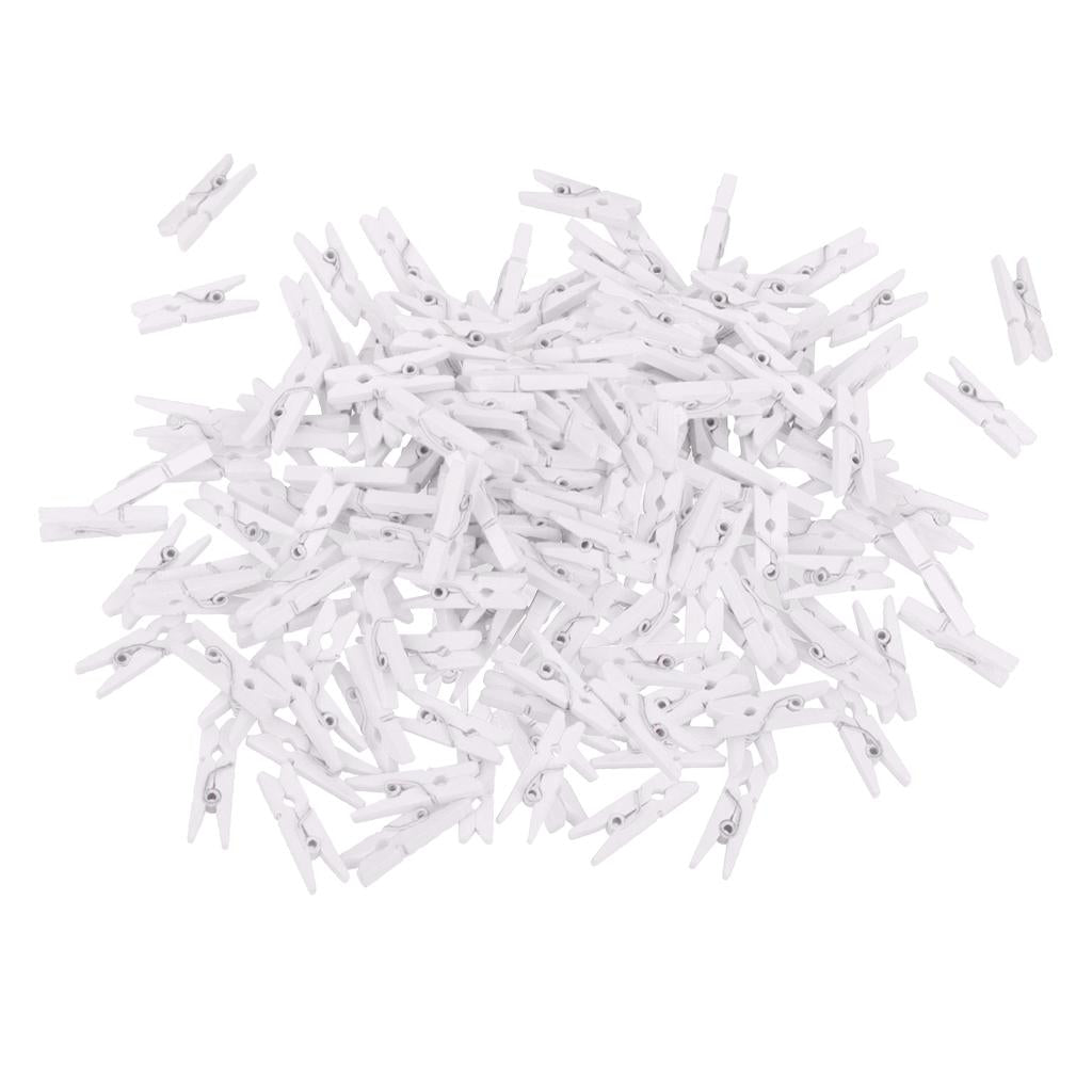 100 Pieces 25mm Plain White Mini Wooden Clips Wooden Clothespins Photo Paper Peg Pin Craft Clips for Wedding Home Decoration Photo Wall DIY - Aladdin Shoppers