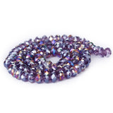 Maxbell 4 x 6mm Faceted Crystal Glass Rondelle Loose Beads 16.5 Inch - Violet