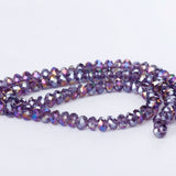 Maxbell 4 x 6mm Faceted Crystal Glass Rondelle Loose Beads 16.5 Inch - Violet