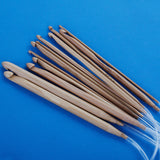 Maxbell 12 Sizes Afghan Tunisian Carbonized Bamboo Crochet Hooks 3.0-10.0mm