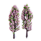 Maxbell 20pcs Scenery Landscape Train Model Trees w/ Pink and Green Flowers Scale 1/200