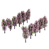 Maxbell 20pcs Scenery Landscape Train Model Trees w/ Pink and Green Flowers Scale 1/200