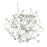 50pcs DIY Pins Hair Clips w/ 8mm Pad Silver Tone