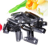 Maxbell 20pcs Black 10 Teeth Snap-Comb Wig Clips with Rubber Back