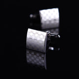 Maxbell Mens Silver Square Checkerboard Cufflinks