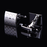 Maxbell Mens Silver Square Checkerboard Cufflinks
