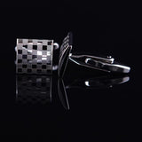 Maxbell Mens Silver Square Checkerboard Cufflinks
