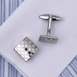 Maxbell Mens Silver Square Checkerboard Cufflinks