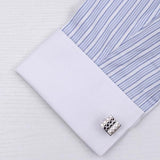 Maxbell Mens Silver Square Checkerboard Cufflinks