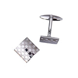 Maxbell Mens Silver Square Checkerboard Cufflinks