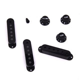 Maxbell Black Guitar Pickup Cover and Knobs Switch Tip Set