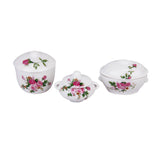 Maxbell 3pcs Doll House Kitchen Miniature Casserole Pot Bowl Lid with Floral Pattern