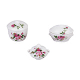 Maxbell 3pcs Doll House Kitchen Miniature Casserole Pot Bowl Lid with Floral Pattern